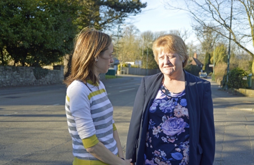 Cllr Marion Ring showing Helen Wately around her Ward of Shepway North